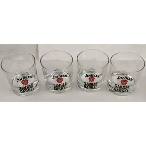 Jim Beam Single Barrel Bourbon Whiskey Rocks Drinking Glass Set of 4 Barware